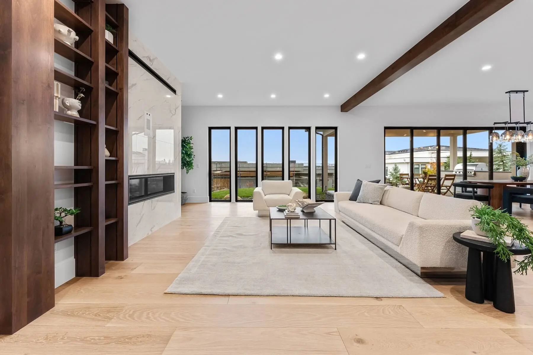 Living room of custom home in eagle idaho