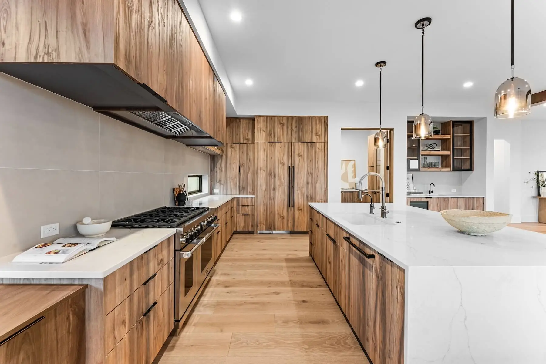 Wood panels in luxury kitchen