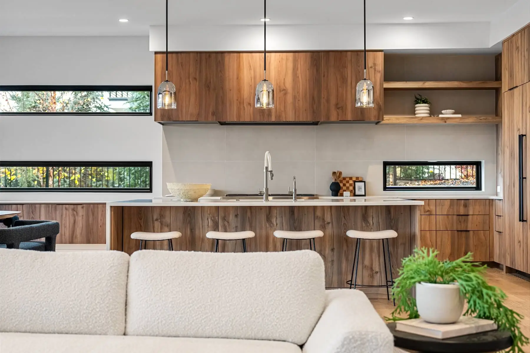 Wood furnishings in custom home for land development