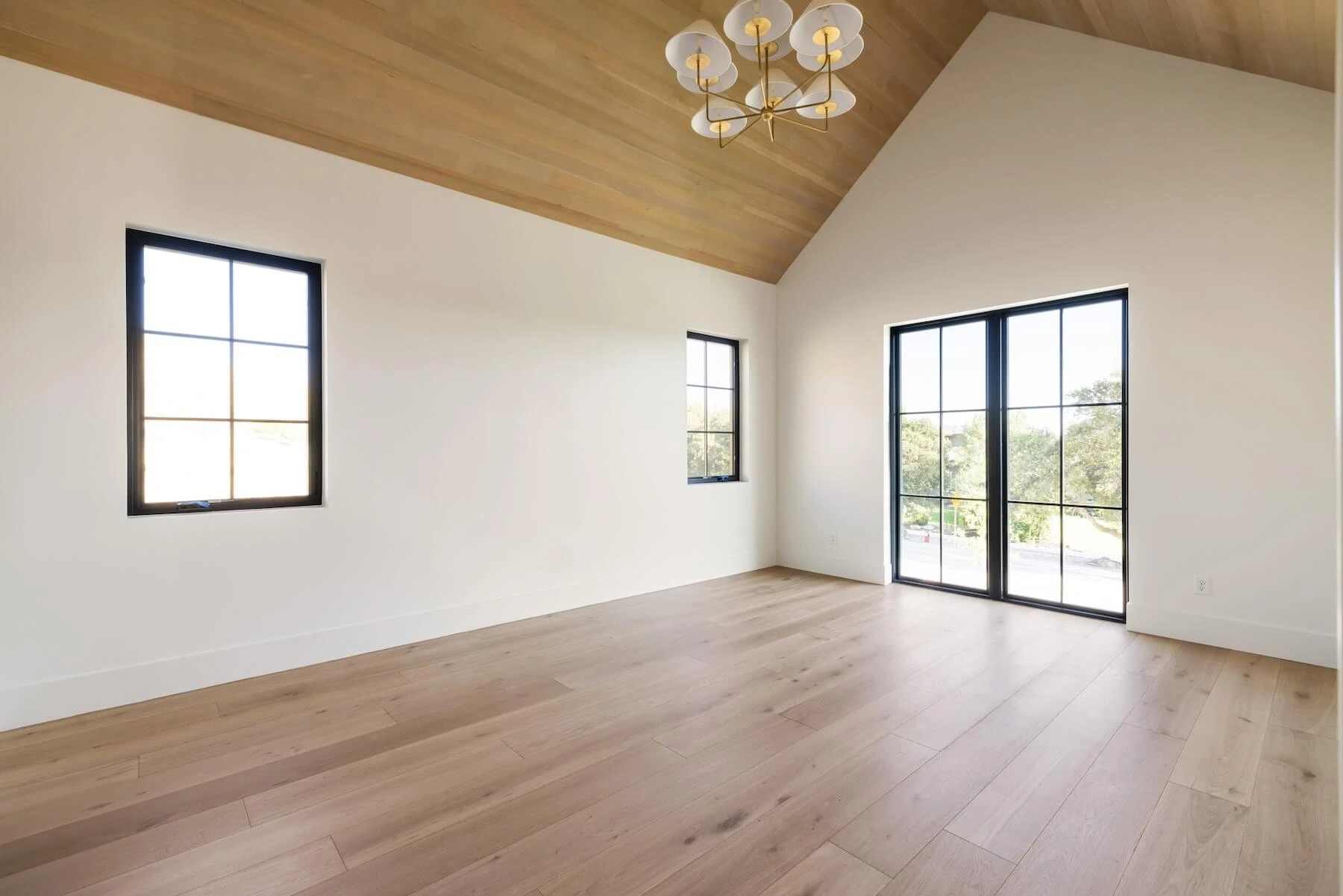 Wood flooring in modern bedroom